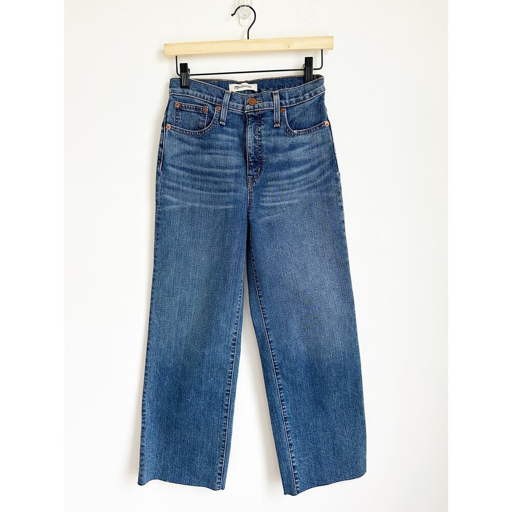 Madewell Slim Wide-Leg Raw-Hem Jeans, Crownridge Wash - Size 25 - Picture 4 of 5